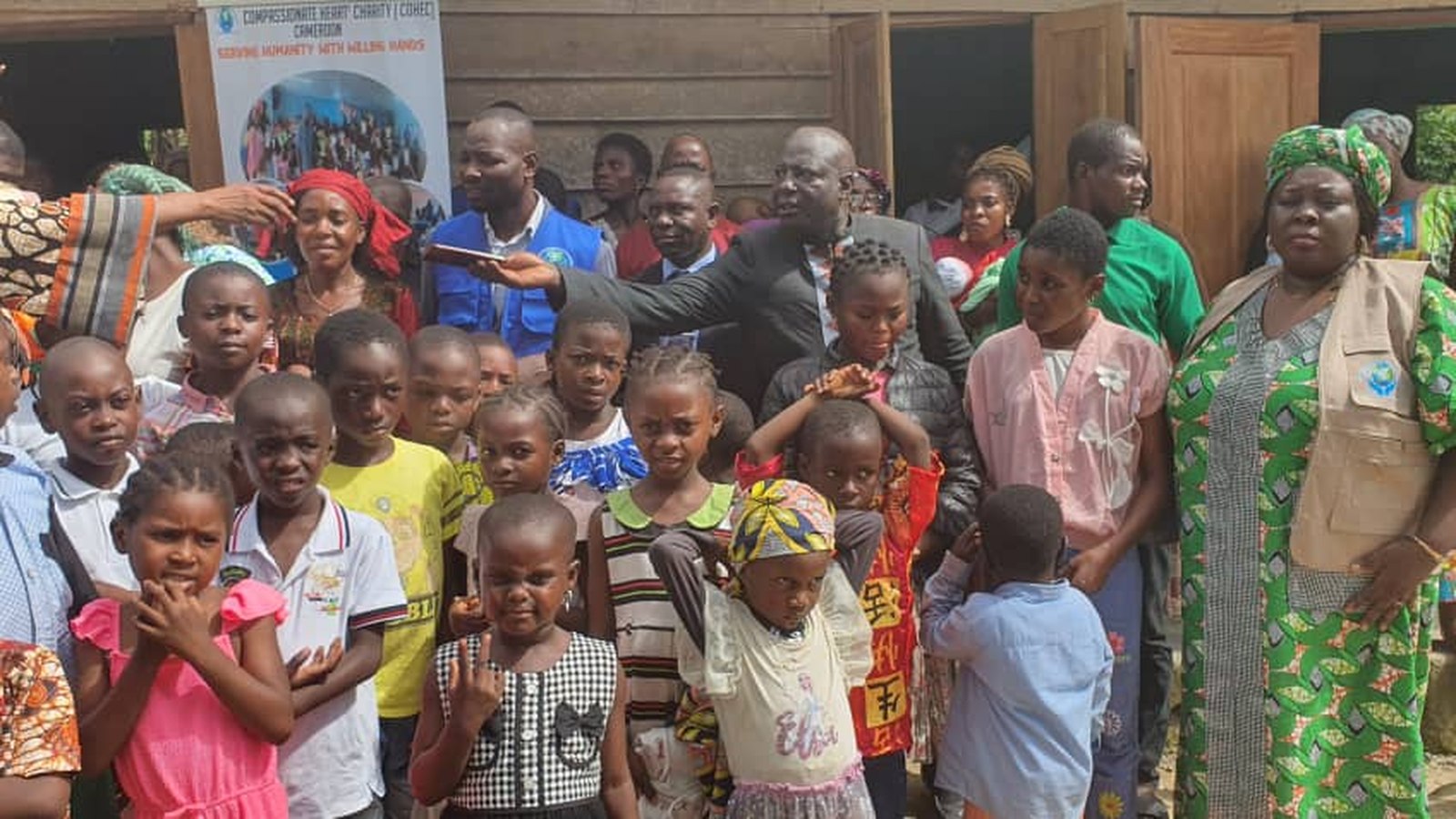 COHEC outreach with a large group of children
